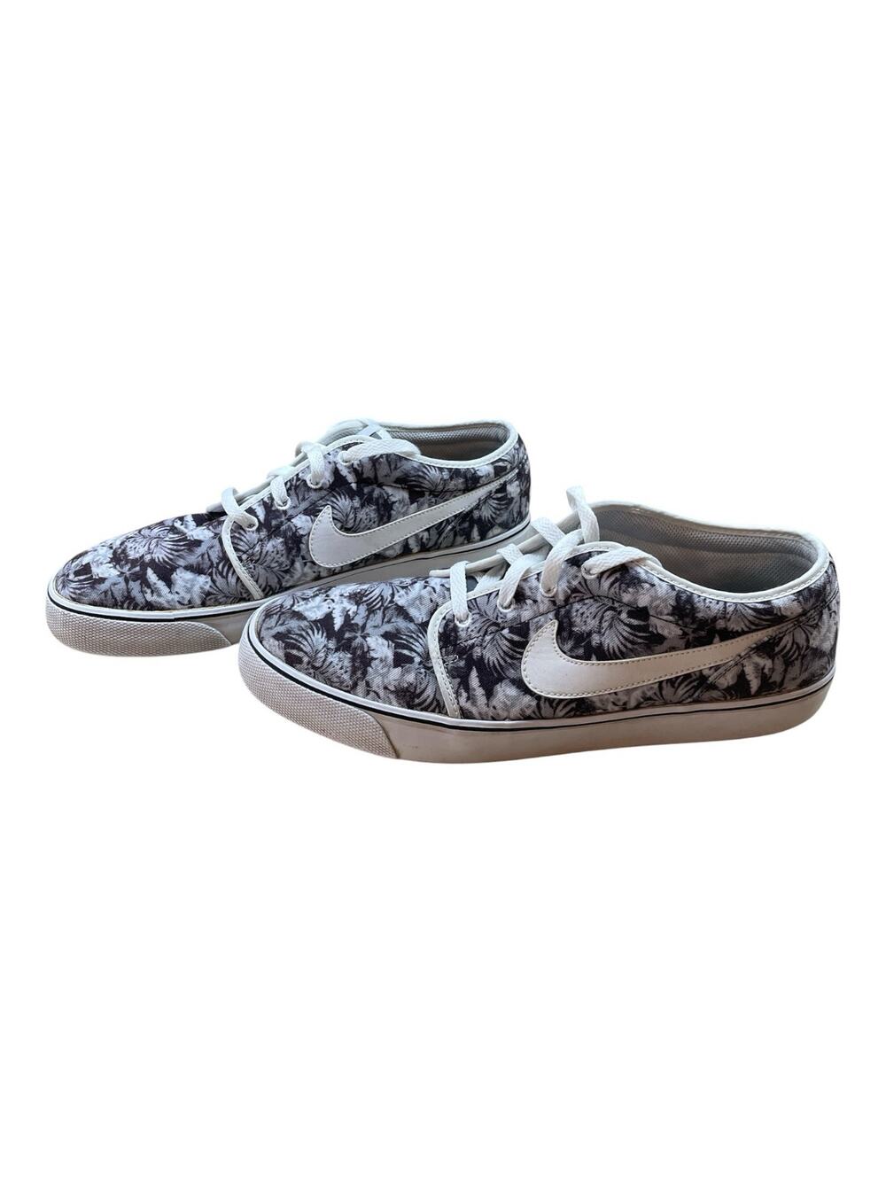 Nike Sneakers Floral Print Canvas Men’s Size 12 Gray White Low Lace Up Athletic